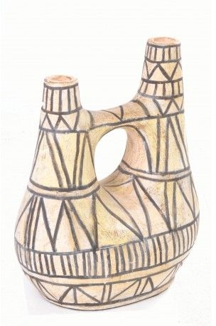 Product photograph of Ancient Mariner Village Pottery Abstract White Vase from Choice Furniture Superstore.